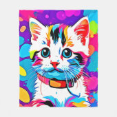 子猫カラフルアート フリースブランケット (正面)