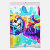 子猫カラフルスプラッシュ キッチンタオル (縦)
