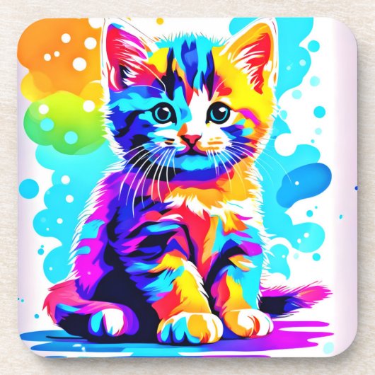子猫カラフルスプラッシュ コースター (正面)