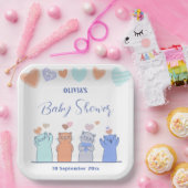 子猫カラフルハートピンク赤ちゃんシャワーデコール ペーパープレート (パーティー)