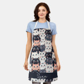 子猫カート万華鏡のように千変万化するパターン エプロン (着用した状態)