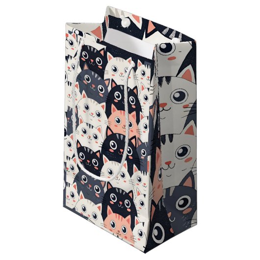 子猫カート万華鏡のように千変万化するパターン スモールペーパーバッグ (正面アングル)