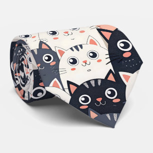 子猫カート万華鏡のように千変万化するパターン ネクタイ