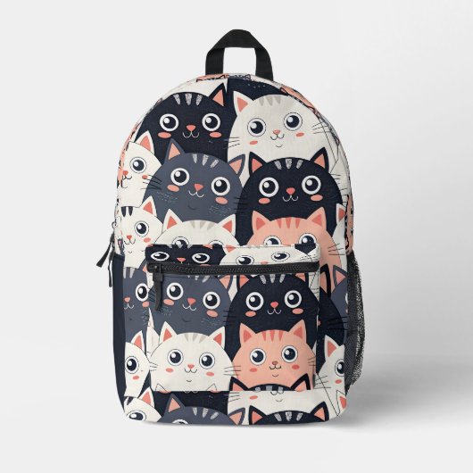 子猫カート万華鏡のように千変万化するパターン プリントバックパック (正面)
