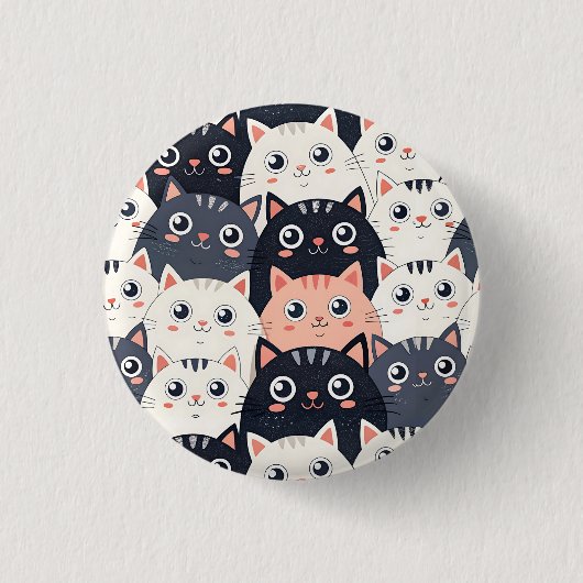 子猫カート万華鏡のように千変万化するパターン 缶バッジ (正面)
