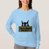 子猫ガードセキュリティおもしろいミーム Tシャツ (正面)