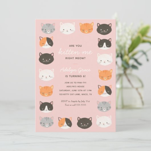 子猫ガールバースデーパーティーのご招待 招待状 (スタンド正面)