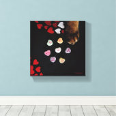 子猫キャンディハート8"x8"キャンバスプリント キャンバスプリント (インサイチュ (ウッドフロア))