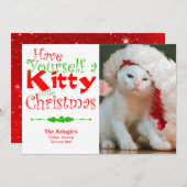 子猫クリスマスホリデーペットフォトカード シーズンカード (正面/裏面)