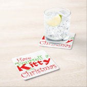 子猫クリスマスホリデーペット紙コースター スクエアペーパーコースター (インサイチュ)