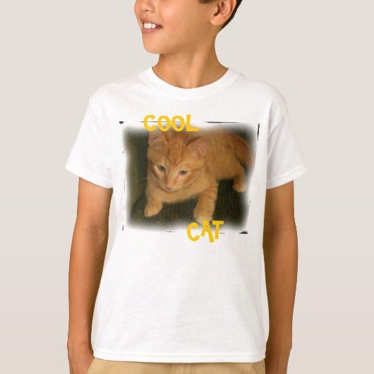 子猫クール「CAT」キッズベーシックTシャツ Tシャツ (正面)