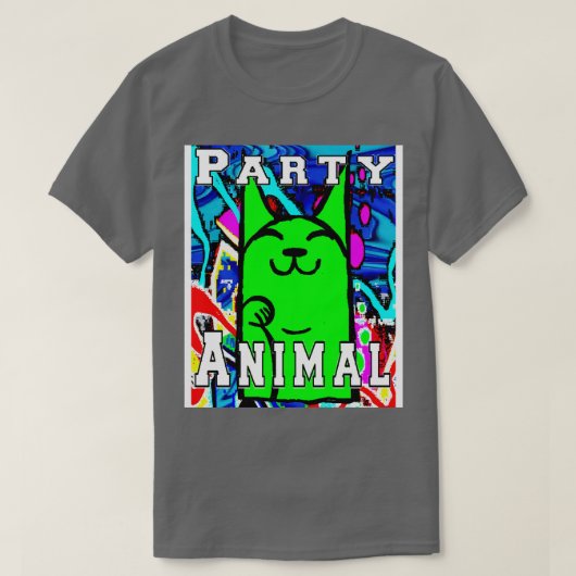 子猫グラフィッティグリーン Tシャツ (デザイン正面)