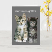 子猫グリーティングカード カード (黄色い花)
