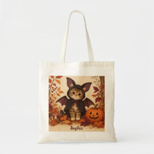 子猫コウモリコスチューム ハロウィン オリジナルデザイン トートバッグ