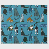 子猫コーナー猫柄ティール（緑がかった色）包装紙 ラッピングペーパー (フラット)