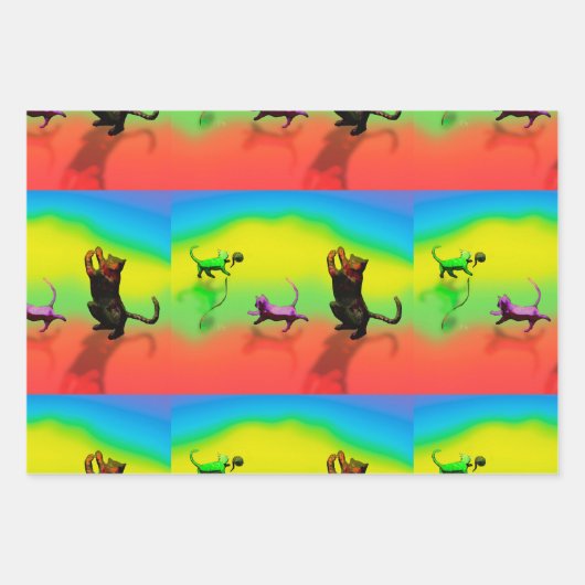 子猫コーブラッピング紙フラットシートセット3 ラッピングペーパーシート (正面)