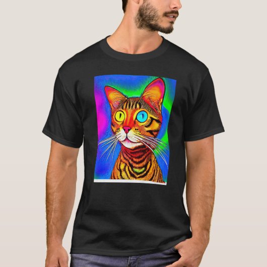 子猫サイケデリックキットイン猫スタイル Tシャツ (正面)