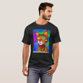 子猫サイケデリックキットイン猫スタイル Tシャツ (正面フル)