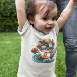 子猫サーファー ベビーTシャツ