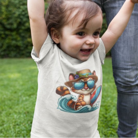 子猫サーファー ベビーTシャツ