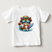 子猫サーファー ベビーTシャツ (正面)