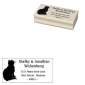 子猫シルエット差出人住所スタンプ ラバースタンプ (押印)