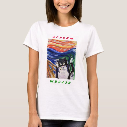 子猫スクリームとスクリーム文字シャツ Tシャツ (正面)