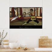 子猫スクワン踊りバラ ポスター (キッチン)