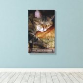 子猫スリーピーブック キャンバスプリント (インサイチュ (ウッドフロア))