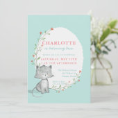 子猫ティール（緑がかった色）フローラ誕生会 招待状 (スタンド正面)