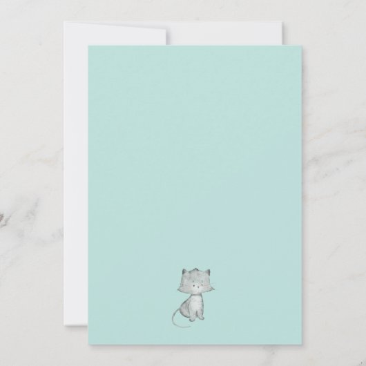 子猫ティール（緑がかった色）フローラ誕生会 招待状 (裏面)