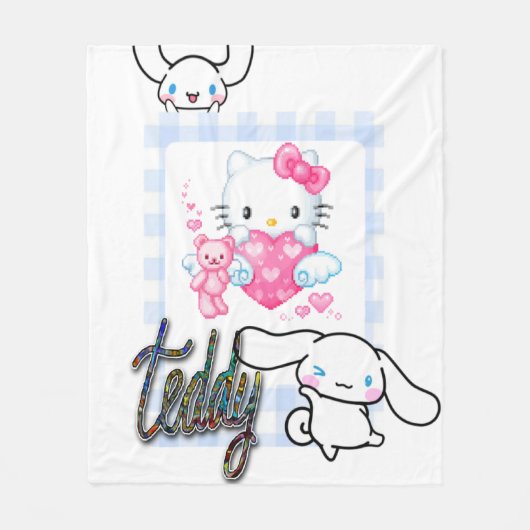 子猫テディ フリースブランケット (正面)