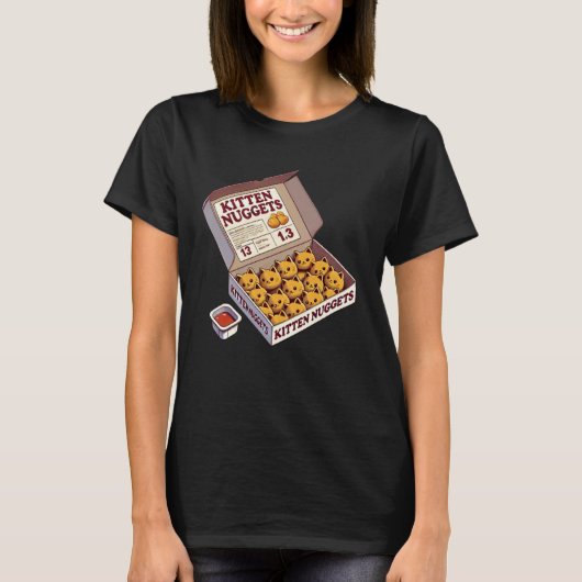 子猫ナゲット 食品パロディ 猫好き プレゼント 鶏肉ナ Tシャツ (正面)