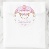 子猫ネコフローラピンクパープルティール(緑がかった色) ラウンドシール (バッグ)