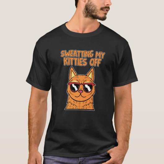 子猫ハウス猫 猫 汗だくネコ Tシャツ (正面)