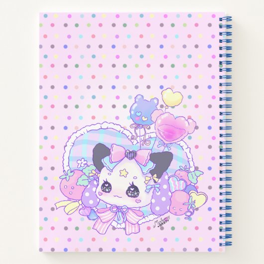 子猫バニー – フェアリーケイ、かわいいカワイイ、パステルピンク ノートブック (裏面)