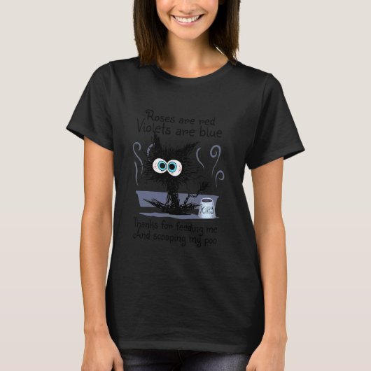 子猫バラは赤くスミレは青い ありがと Tシャツ (正面)