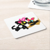 子猫バレンタイン スクエアペーパーコースター (アングル)