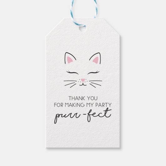 子猫バースデーパーティー感謝していユーメッセージカード子猫 ギフトタグ (正面)