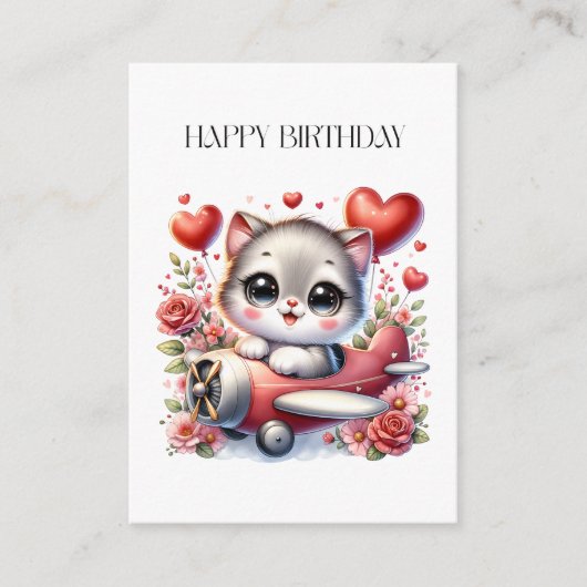 子猫パイロットの誕生日 エンクロージャーカード (正面)