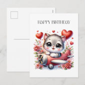 子猫パイロットの誕生日 シーズンポストカード (正面/裏面)