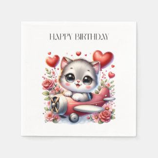 子猫パイロットの誕生日 スタンダードカクテルナプキン