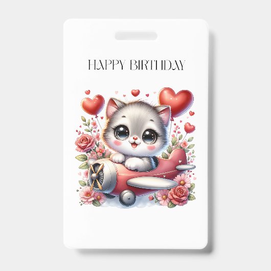 子猫パイロットの誕生日 バッジ (正面)
