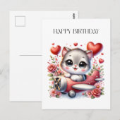 子猫パイロットの誕生日 ポストカード (正面/裏面)