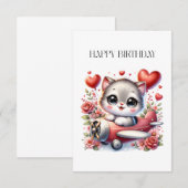 子猫パイロットの誕生日 出欠カード (正面/裏面)