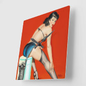 子猫パルプピンアップ スクエア壁時計 (傾斜)