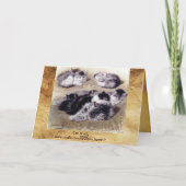 子猫パーチメントモノグラムの母猫 ノートカード (裏面)