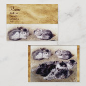 子猫パーチメントモノグラムの母猫 名刺 (正面/裏面)