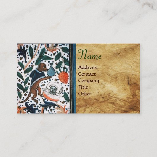 子猫パーチメントモノグラム付きドッグドクター 名刺 (正面)