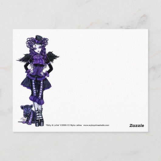 子猫パープルゴシックビクトリアン猫エンジェル葉書 ポストカード (裏面)